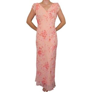 Vintage Y2K Studio Y Peach Floral Flowy Midi Dress